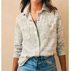 Faherty Legend Sweater Shirt in Gray Coastal Water Button Down Shirt, XS (A9)